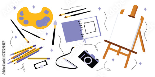 Artistic supplies and creative tools for a masterpiece
