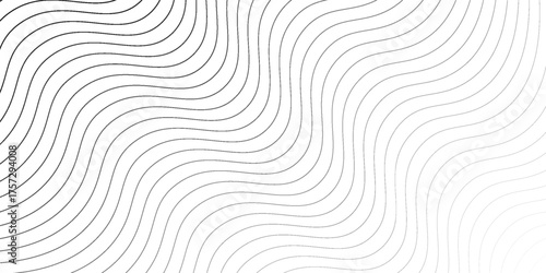Abstract Wavy Line Background – Black Contour Flow on White