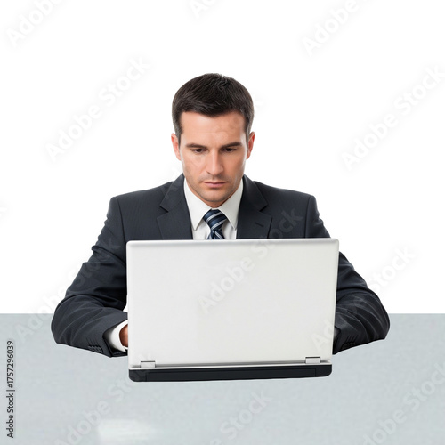businessman holding laptop