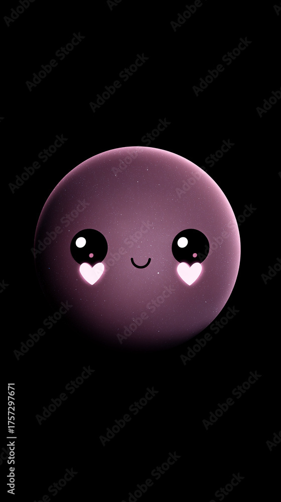 Fototapeta premium A cute smiling planet with heart-shaped tears against a black background