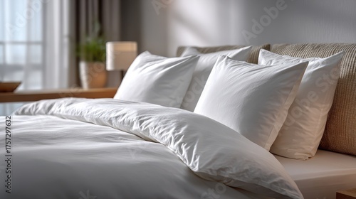 Cozy Minimalist Bedroom With White Bedding And Natural Light From