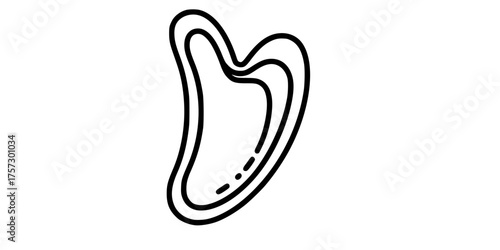 Elegant Gua Sha Facial Massager Line Art Flat Vector Wellness Icon