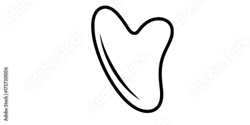 Elegant Gua Sha Facial Massager Line Art Flat Vector Wellness Icon