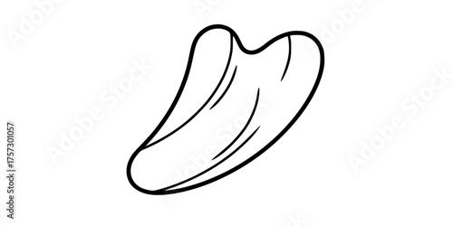 Elegant Gua Sha Facial Massager Line Art Flat Vector Wellness Icon