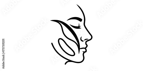 Chemical Peel Exfoliation Face Line Art Flat Vector Icon