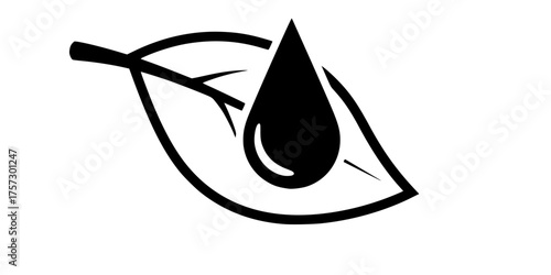 Water Droplet Merging with Leaf Flat Vector Hydration Graphic