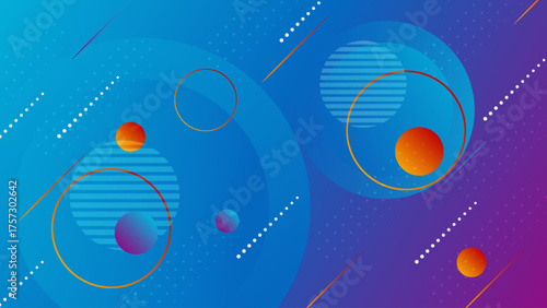 Colorful Tech Inspired Abstract Circles and Lines Background