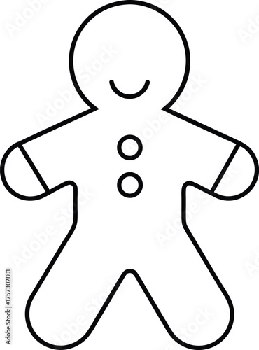 gingerbread man silhouette minimal one line art illustration on transparent background