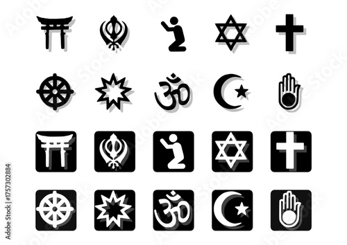 Collection of diverse religious symbols for spiritual and cultural representation