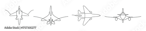 Four dynamic silhouettes of fighter jets in motion suggesting aerial combat and flight maneuvers