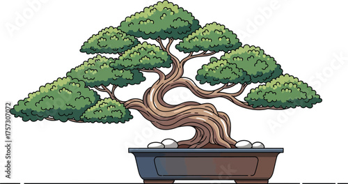 Beautiful bonsai tree with lush green foliage in a decorative pot a symbol of peace harmony and the art of miniature landscaping and nature