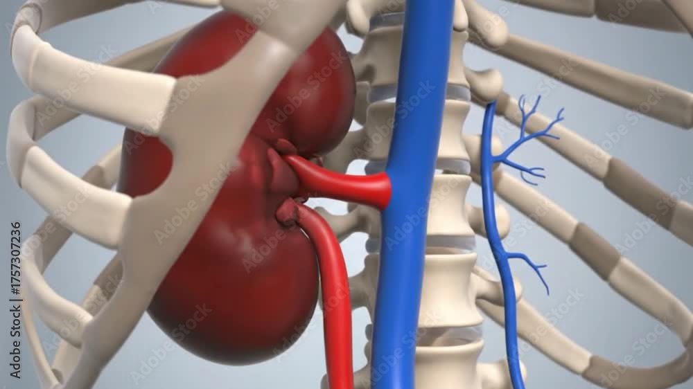 Kidney Anatomy Explained with Rib Cage Veins and Arteries Blood Flow ...