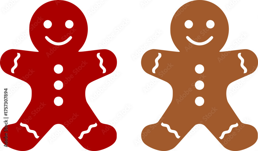 Obraz premium Classic Gingerbread Man Black Silhouette. Christmas Cookie, Baking, Sweet, Craft, Holiday, Vector Graphic, Isolated, Xmas Food, Simple.
