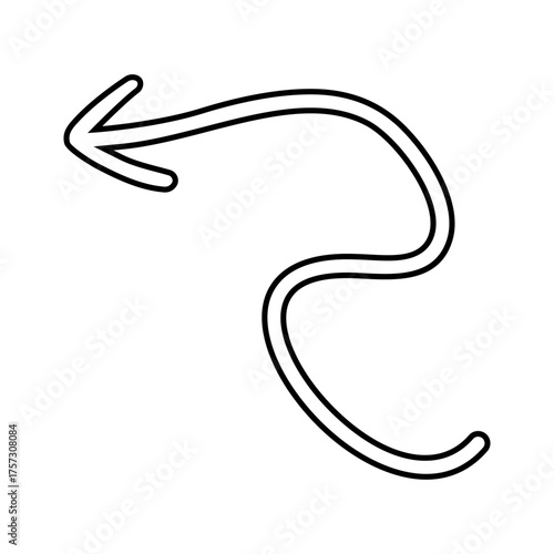 Hand drawn arrow icon vector. Direction illustration sign, Handmade. Pointer symbol or logo.