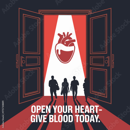 Open Your Heart Give Blood Today – Blood Donation Awareness Poster