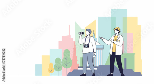 Exploring City With Guide And Capturing Memories Using Camera