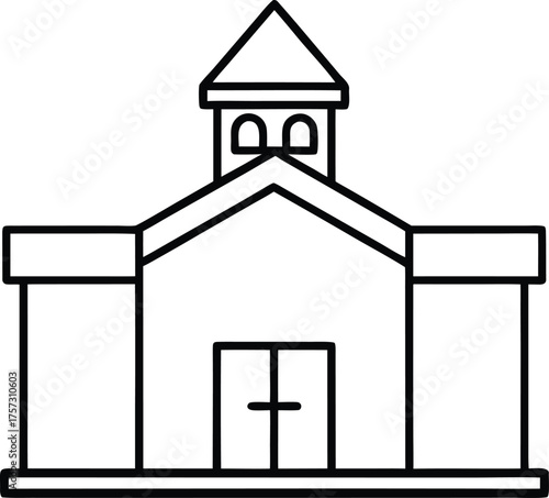 Santa’s Workshop Building Minimal Outline Illustration on Transparent Background