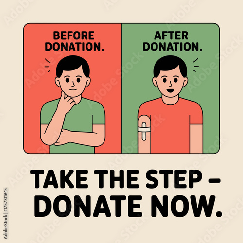 Take the Step Donate Now – Blood Donation Awareness Poster