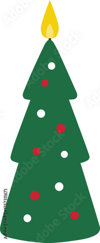 Vector clipart of green Christmas tree shaped candle.
Holiday home decoration Illustration isolated.
Transparent background.