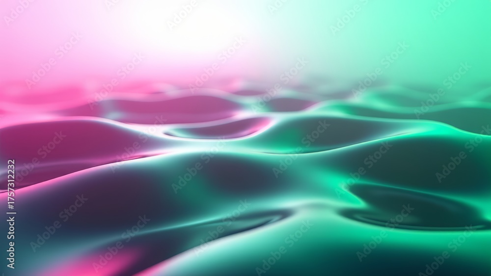 Fototapeta premium Pink and green liquid crystal abstract landscape