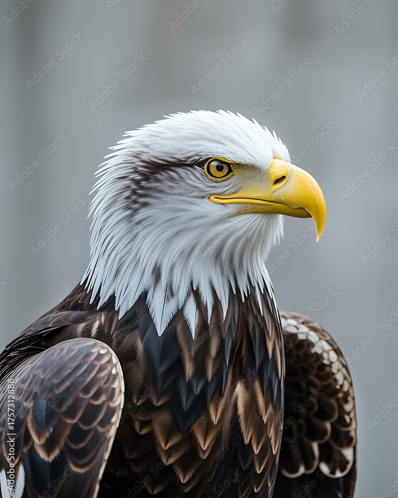 Obraz premium Majestic bald eagle portrait with intense gaze and detailed feathers