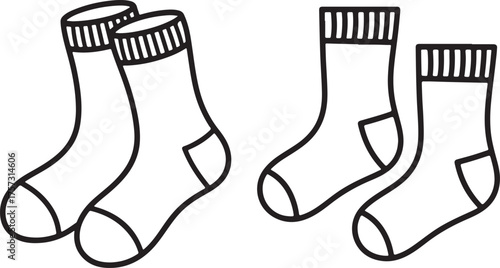 socks Line Art Illustration, Coloring Book Page Line Art Drawing