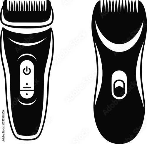 Two Black Electric Shaver Icons razor grooming