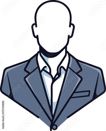 Vector Illustration of Businessman Portrait in Modern Minimalist Style with Blue and Gray Color Palette