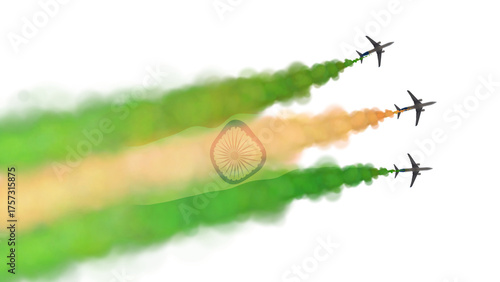India Airplanes With Flag Smoke Trails Reveals FlagTransparent 3D