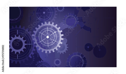 High-Tech Futuristic Digital Gear Mechanism with Glowing Holographic Circuit Patterns and Sci-Fi Engineering Design