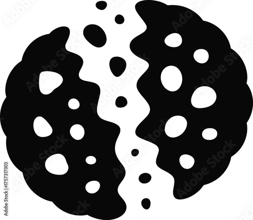 Delicious Chocolate Chip Cookie Graphic Design Icon in Black and White