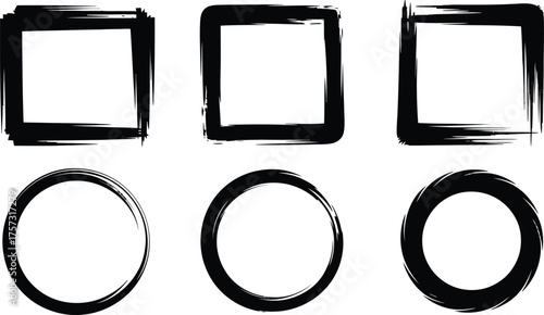 Grunge Square and Circle Frames for Creative Design Elements