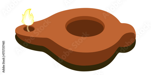 Antique oil lamp, vector, icon, illustration, symbol.