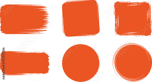 Orange Brush Stroke Shapes Collection for Design and Decoration Elements