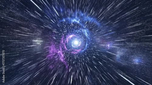 Abstract space travel through a colorful cosmic tunnel animation