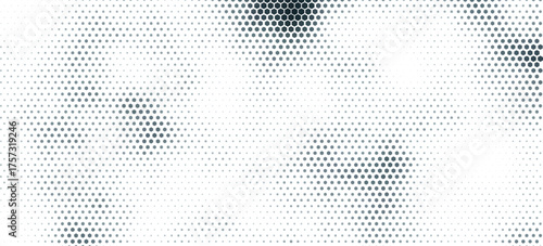 Hexagon corner halftone gradient texture. Diagonal black grunge hex gradation background. Geometric retro tech wallpaper. Fading hexagonal pattern backdrop. Vector vanishing honeycomb grunge overlay
