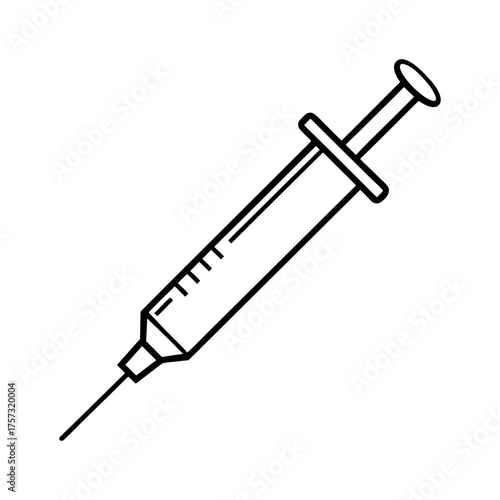 Medical Syringe and Needle Outline Icon for Injection and Vaccination