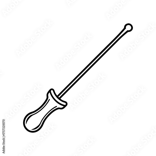 Medical Ear Curette or Small Ball-Tip Probe Tool Line Art Icon