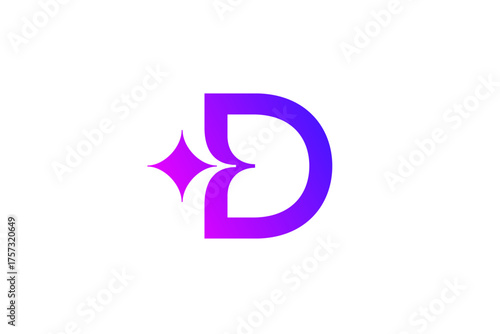 Letter D with sparkle logo icon design template elements