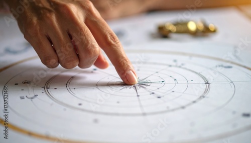 Hand Pointing At Diagram On Paper With Focus On Detail and Subtle Lighting