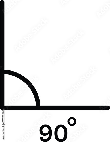 90 degree angle icon set. 90 degrees angle symbols. Mathematical or math degree angle sign 