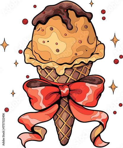 ice cream cone drawing vector illustration