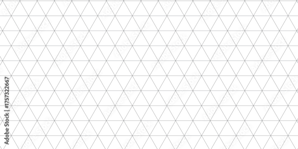 Naklejka premium Abstract isometric grid vector seamless pattern. Black and white thin line triangles texture. Monochrome geometric mosaic minimalistic background. Plotting hexagonal, triangular ruler for drafting