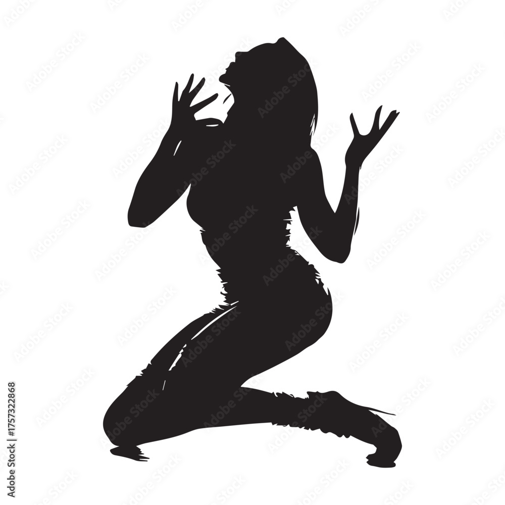 Naklejka premium Ballerina Female Dancer Pose, beautiful lady girl silhouette Cindrella silhoutte vector illustration