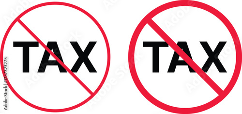 no tax icon set. Tax free sign and tax boycott. Tax  prohibited sign