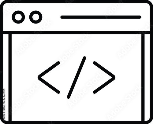 Premium Quality Line Art Hand made Vector - Simple flat icon of a browser window displaying HTML code tags