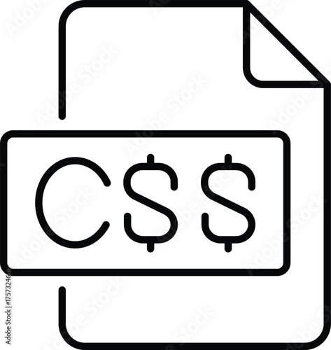Premium Quality Line Art Hand made Vector - Simple line art icon of a CSS file represented as document