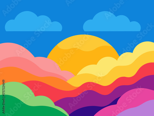 Acrylic Colorful Cloudscape Painting Background Illustration