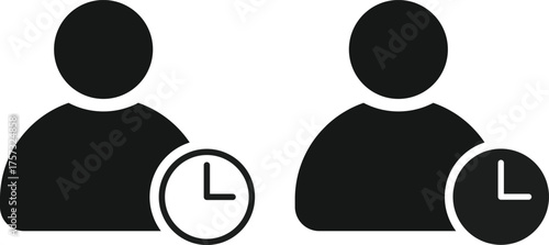 user Time management icon set. User with clock symbol. Person Schedule or appointment, Productivity Planning symbol