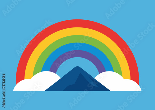 rainbow over mountain gouache background illustration